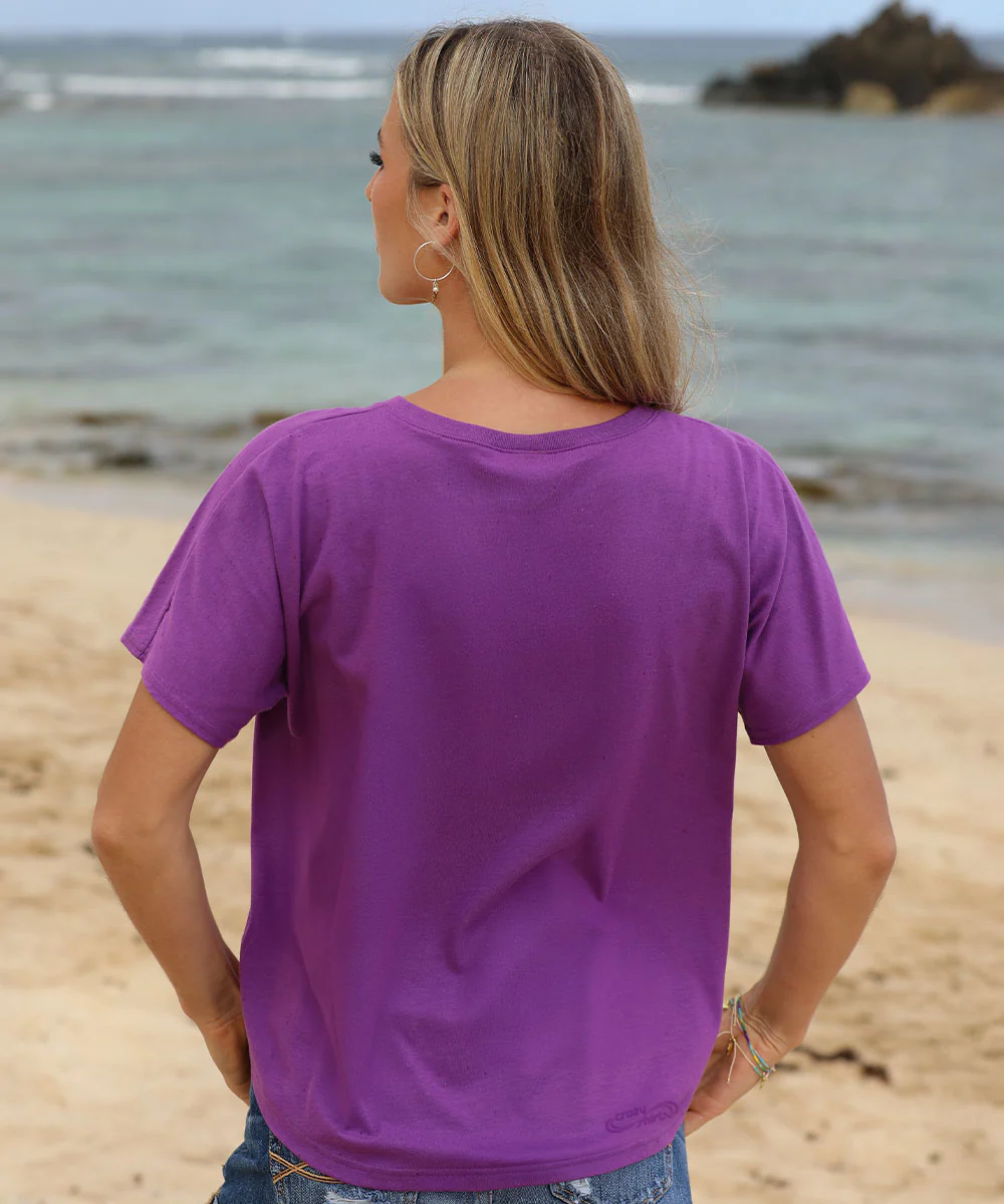 Tribal Honu Puas - Violet Short Sleeve Dolman V-Neck Tee - Image 3
