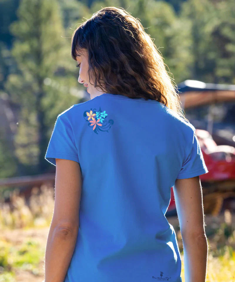 Tribal Manta Pua Swirls - Blue Hawaii Dyed Short Sleeve Crewneck T-Shirt - Image 3