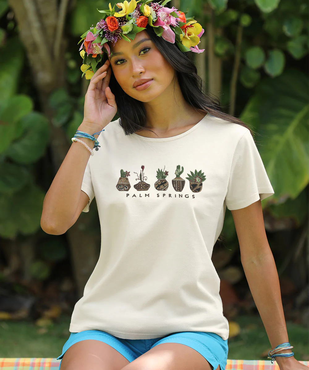Tribal Pottery - Coconut Dyed Short Sleeve Scoop Neck T-Shirt - Image 2