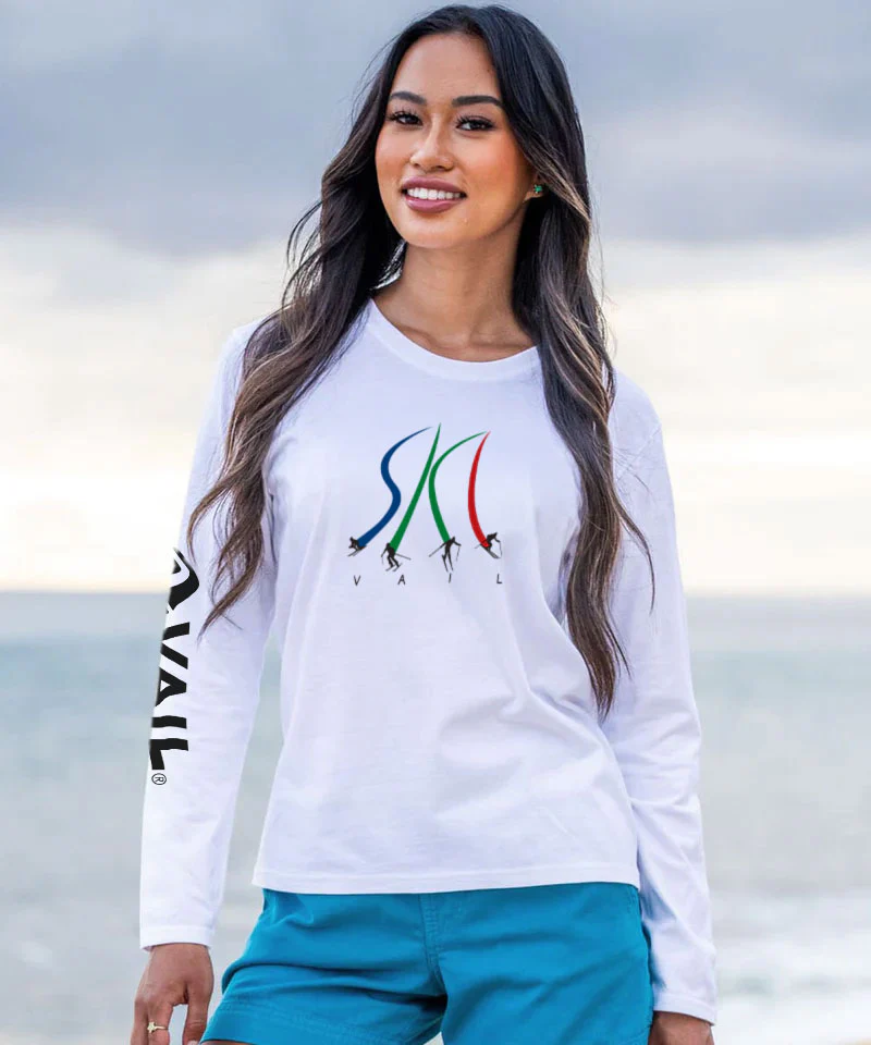Vail Resort Ultimate Ski - White Long Sleeve Crewneck T-Shirt - Image 2