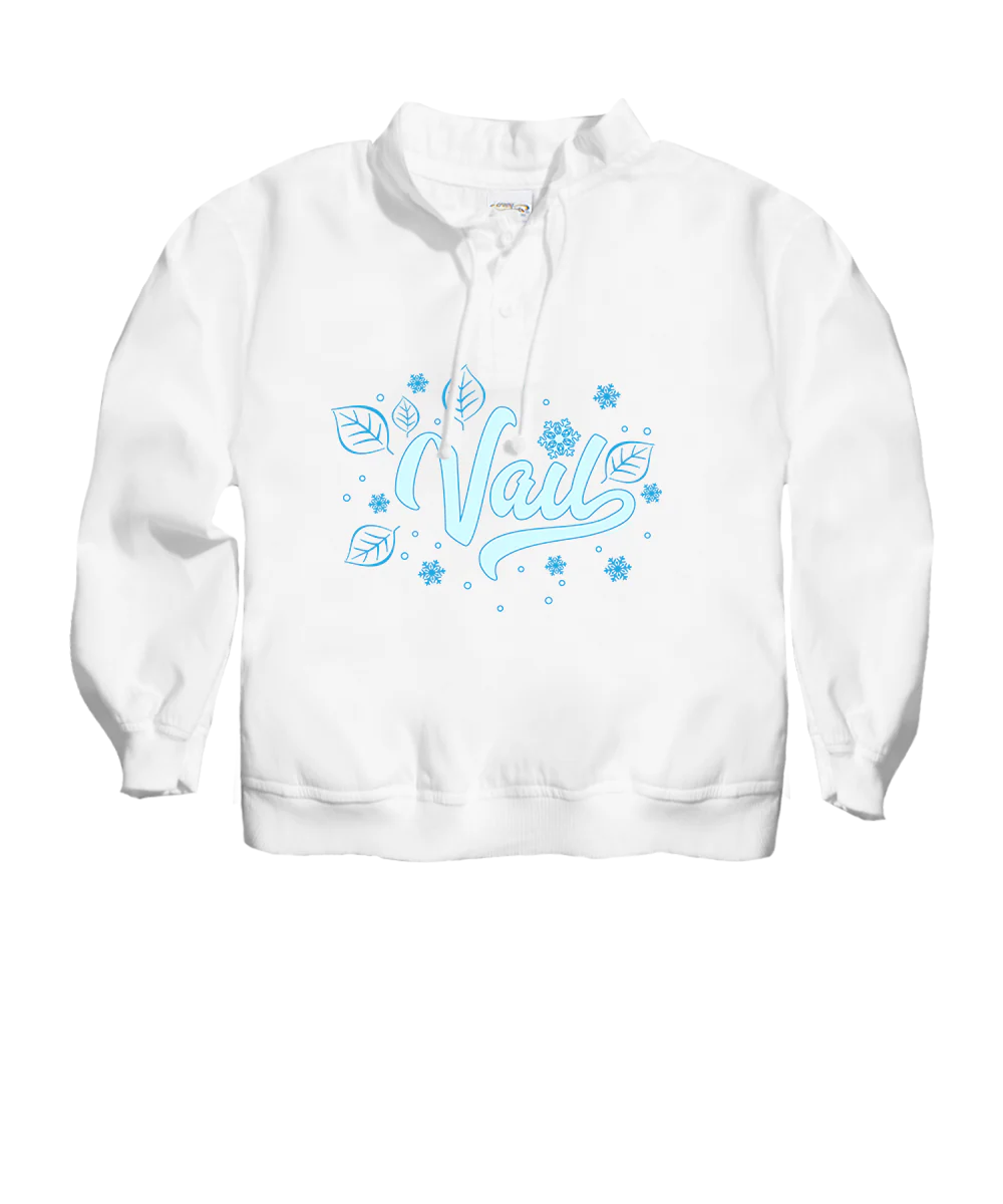 Vail Script - White Long Sleeve Lightweight Pullover