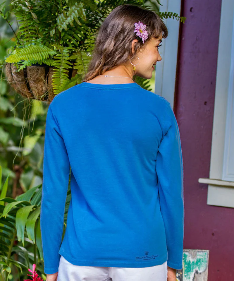 Vail Skis - Blue Hawaii Dyed Long Sleeve Crewneck T-Shirt - Image 3