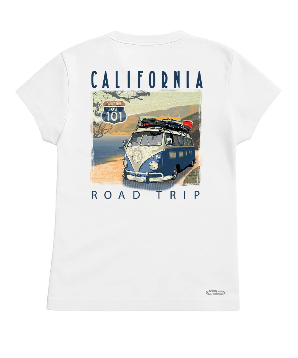 Volkswagen California Road Trip - White Short Sleeve Crewneck T-Shirt