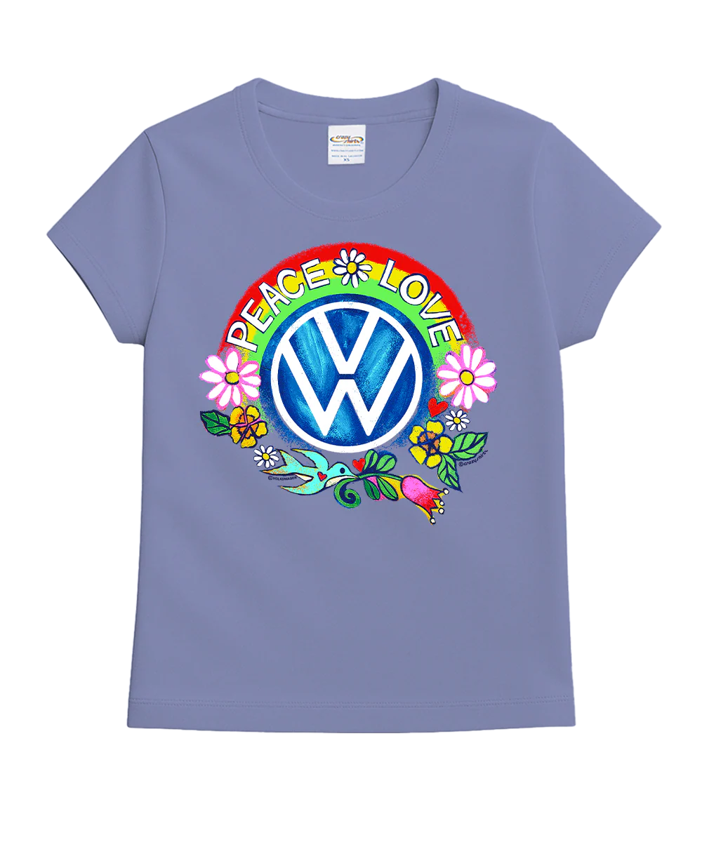 Volkswagen Peace And Love - Lavender Dyed Short Sleeve Crewneck T-Shirt