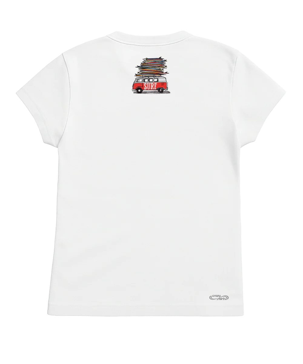 Volkswagen Surfmobile - White Short Sleeve Crewneck T-Shirt - Image 4