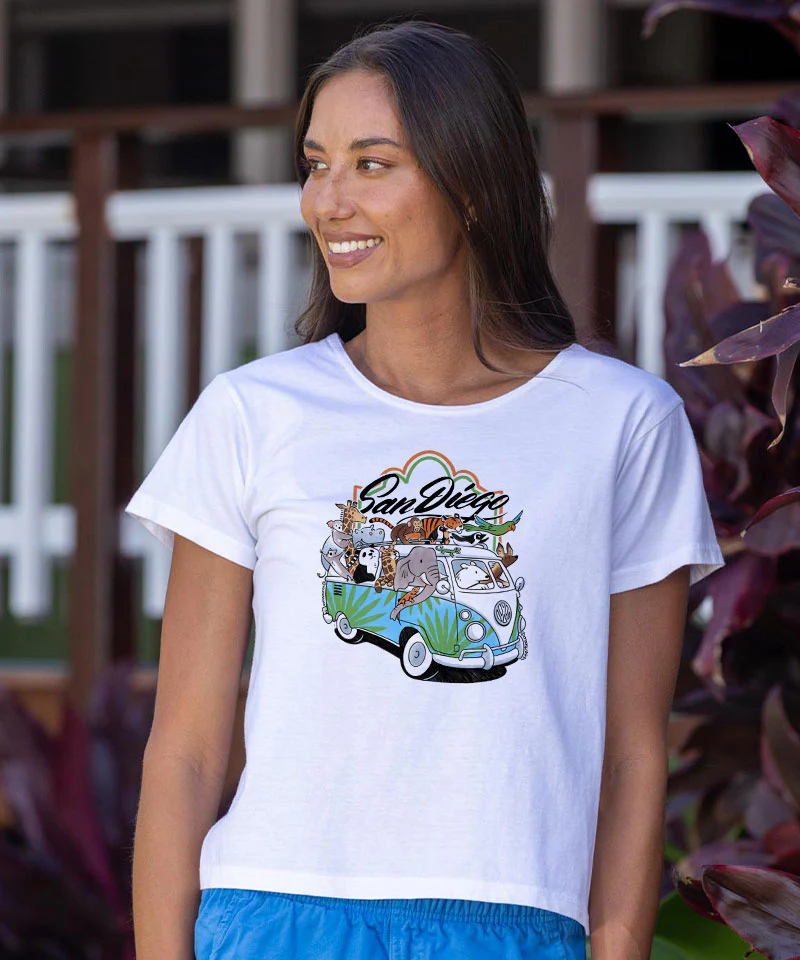 Volkswagen Zoo Animals - White Short Sleeve Scoop Neck T-Shirt - Image 2