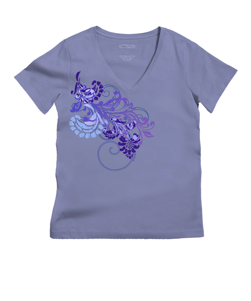 Waterfalls - Periwinkle Short Sleeve Pima V-Neck T-Shirt