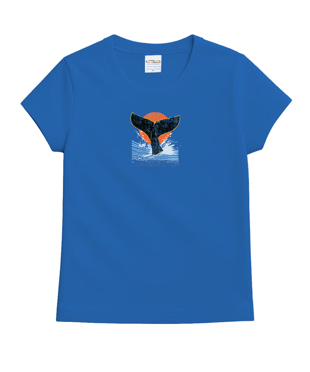Whale Fluke Block - Blue Hawaii Dyed Short Sleeve Crewneck T-Shirt - Image 4
