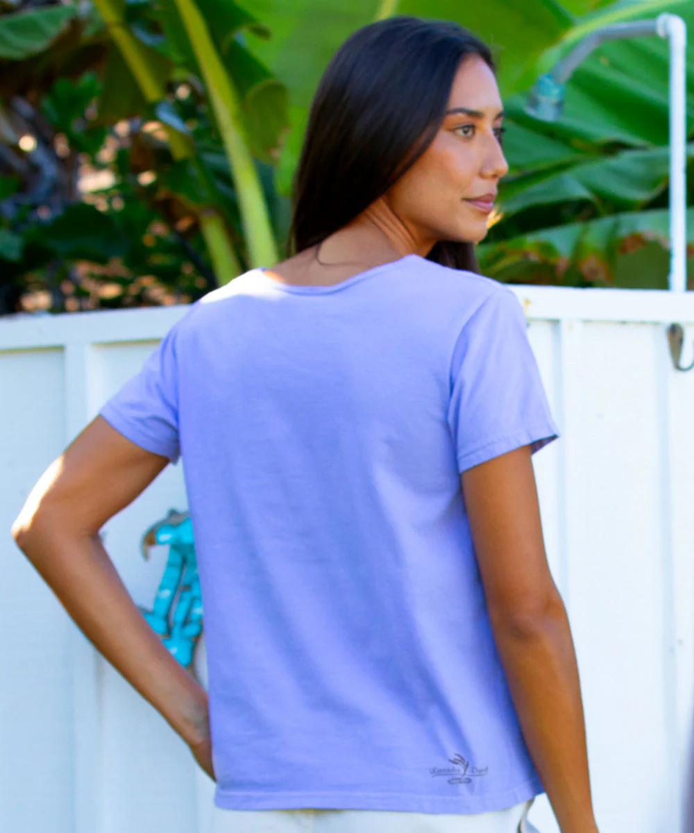 Wyland® Dolphin Block - Lavender Dyed Short Sleeve Scoop Neck T-Shirt - Image 3